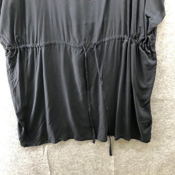 Lands' End Oversized Swim Cover Up Dress Womens L Black Sheer V-Neck Drawstring - Picture 4 of 10